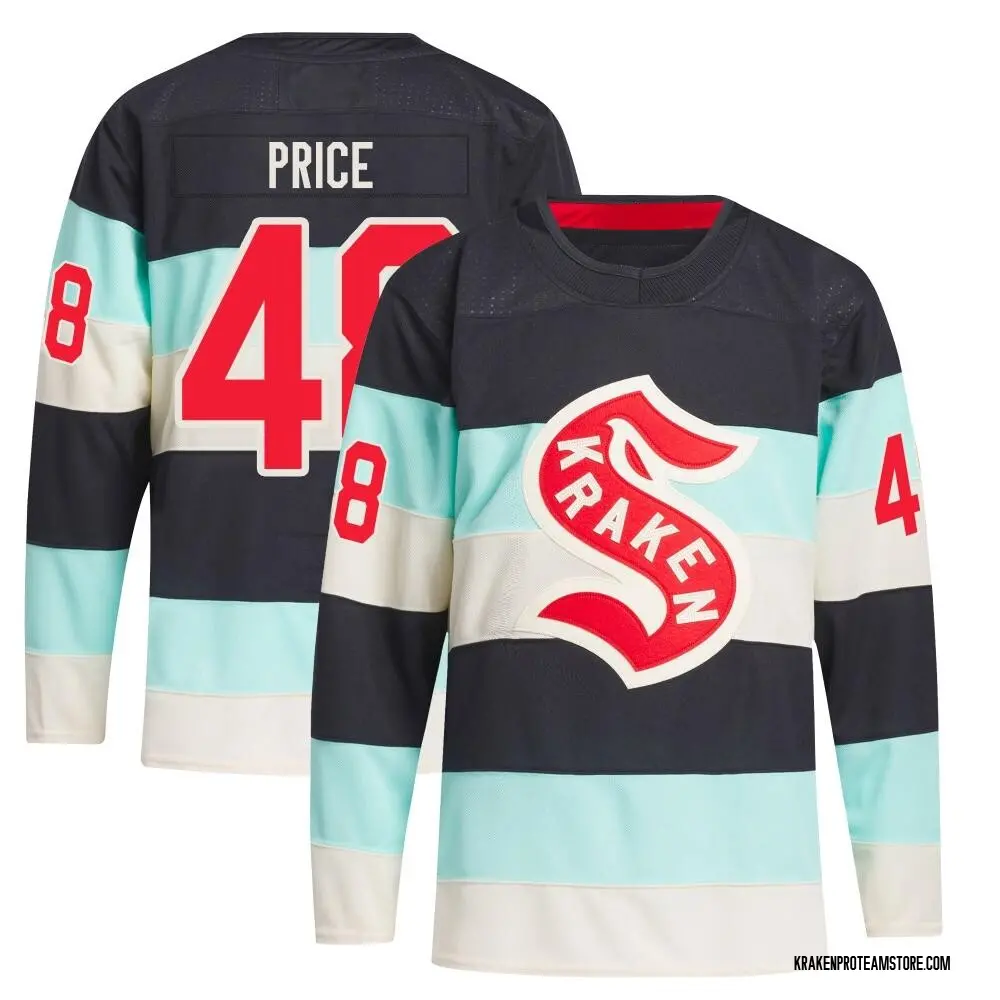 Authentic Men's Caden Price Blue Seattle Kraken Deep Sea 2024 Winter Classic Primegreen Jersey