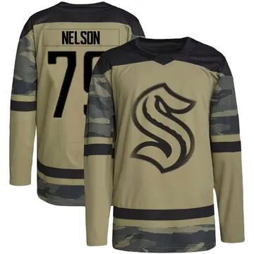 Authentic Men's Ty Nelson Camo Seattle Kraken Military Appreciation Team Practice Jersey