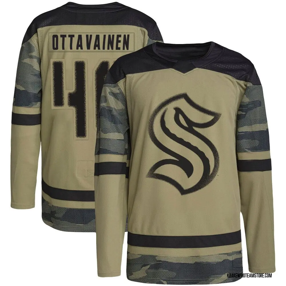 Authentic Men's Ville Ottavainen Camo Seattle Kraken Military Appreciation Practice Jersey