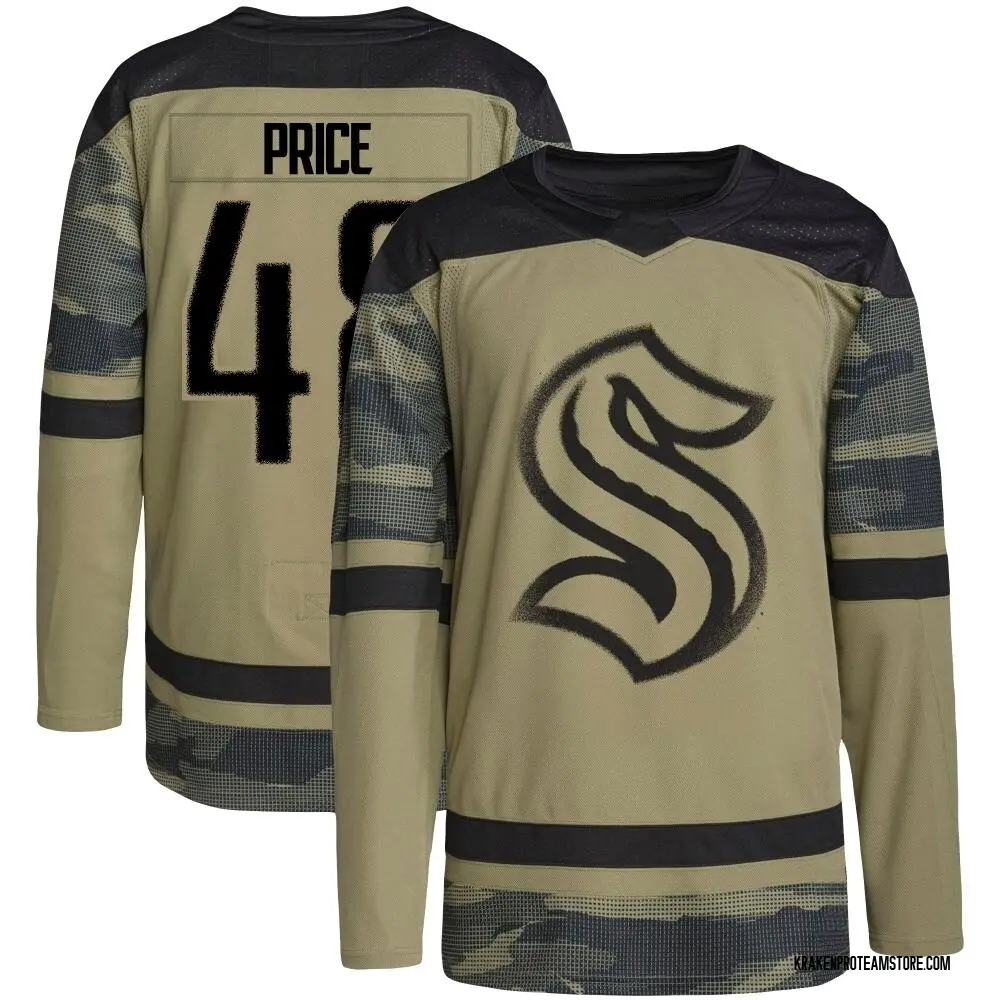 Authentic Youth Caden Price Camo Seattle Kraken Military Appreciation Team Practice Jersey