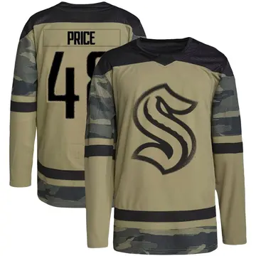 Authentic Youth Caden Price Camo Seattle Kraken Military Appreciation Team Practice Jersey