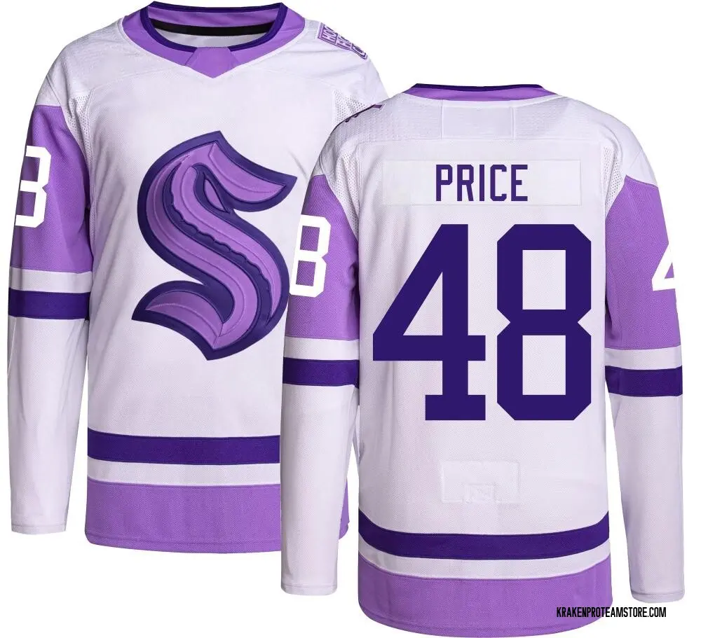 Authentic Youth Caden Price Seattle Kraken Hockey Fights Cancer Jersey