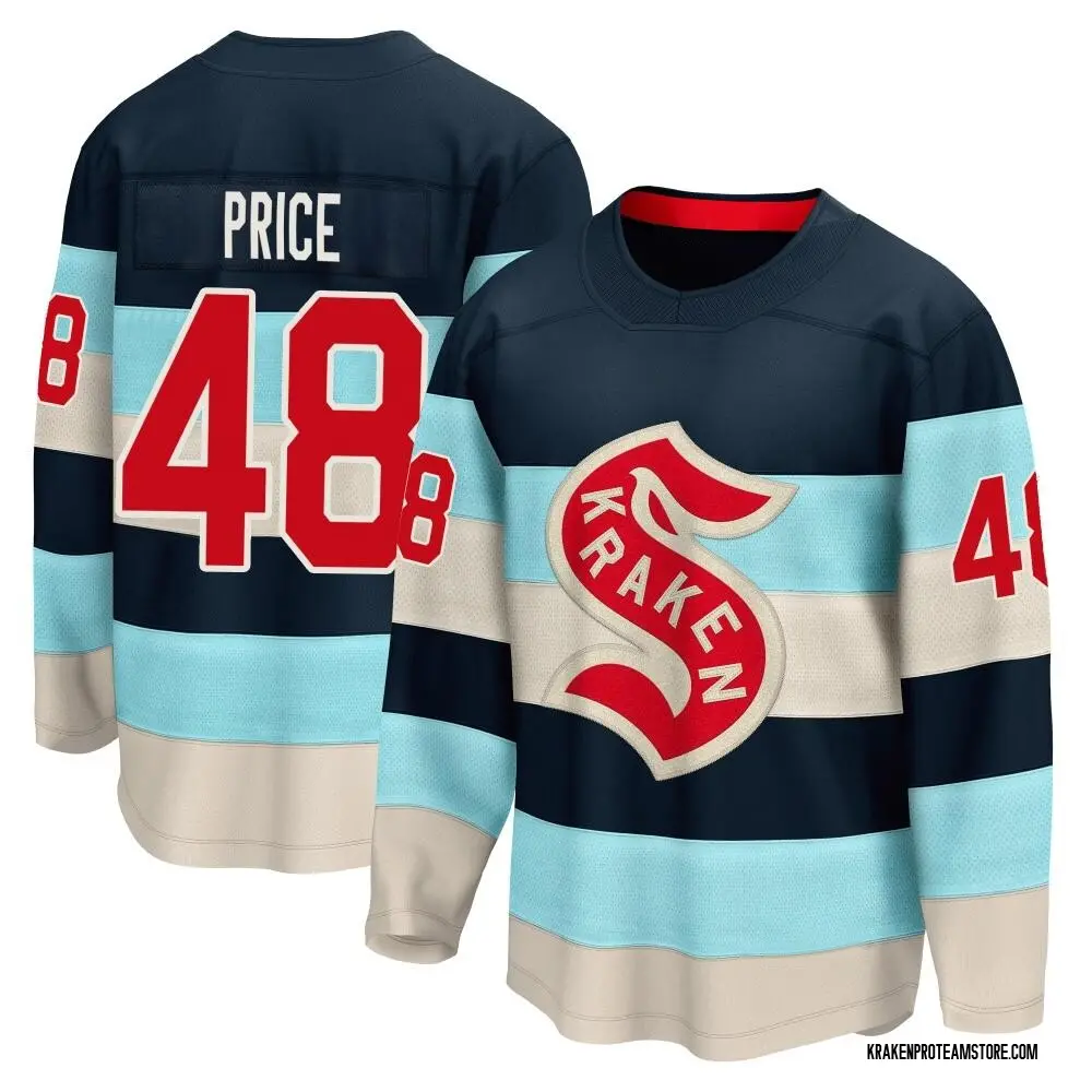 Breakaway Youth Caden Price Blue Seattle Kraken Deep Sea 2024 Winter Classic Jersey