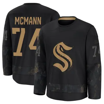 Premium Youth Bobby McMann Black Seattle Kraken 2024 Military Appreciation Practice Jersey