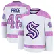 Premium Youth Caden Price White Seattle Kraken 2024 Hockey Fights Cancer Practice Jersey