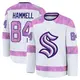 Premium Youth Kaden Hammell White Seattle Kraken 2024 Hockey Fights Cancer Practice Jersey