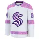 Premium Youth Kaden Hammell White Seattle Kraken 2024 Hockey Fights Cancer Practice Jersey