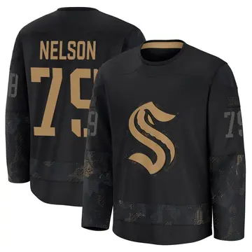 Premium Youth Ty Nelson Black Seattle Kraken 2024 Military Appreciation Practice Jersey