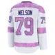 Premium Youth Ty Nelson White Seattle Kraken 2024 Hockey Fights Cancer Practice Jersey